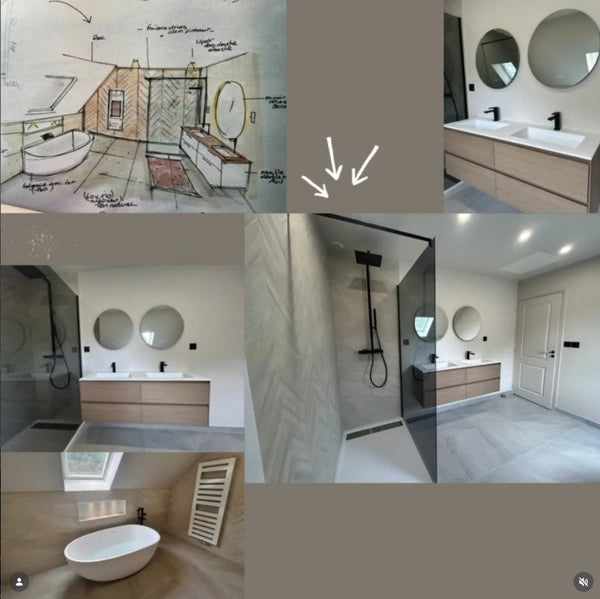 Projet salle de bain avec dessin d'architecte d'intèrieur