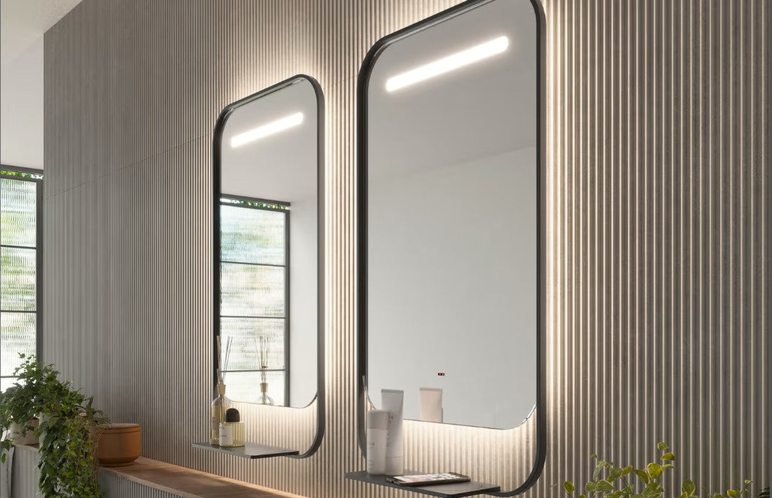Miroir Salle de Bain LED Réglable - Noir Mat - Anti-Buée - Chargeur Induction - CONCEPT LEDIMEX