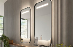Miroir Salle de Bain LED Réglable - Noir Mat - Anti-Buée - Chargeur Induction - CONCEPT LEDIMEX