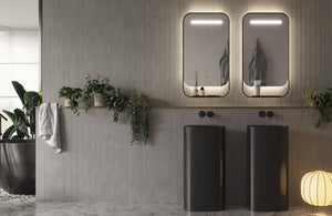 Miroir Salle de Bain LED Réglable - Noir Mat - Anti-Buée - Chargeur Induction - CONCEPT LEDIMEX