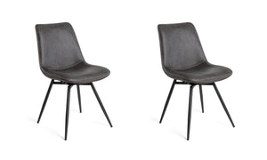 Lots de 2 chaises salle a manger César avec assise tissu anthracite et piètement métal anthracite