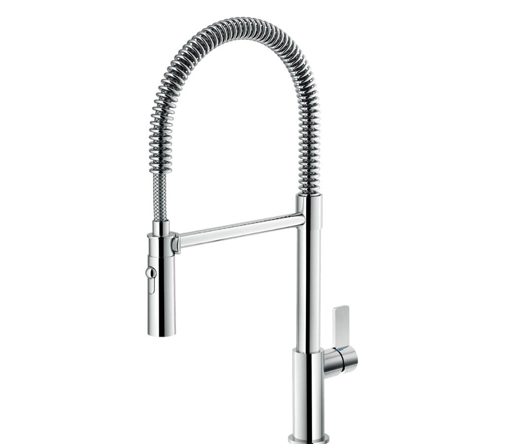 Mitigeur de cuisine Luisina, bec pivotant chromé avec douchette mobile double jet-  RC96320DO -LUISINA
