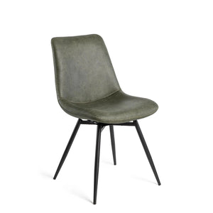 Lots de 2 chaises salle a manger César avec assise tissu kaki et piètement métal anthracite