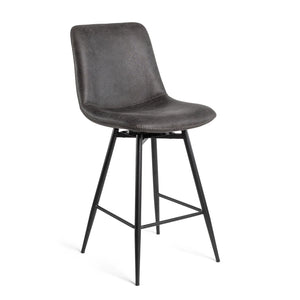 Lots de 2 chaises hauteur plan César avec assise tissu anthracite et piètement métal anthracite