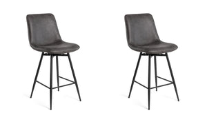 Lots de 2 chaises hauteur plan César avec assise tissu anthracite et piètement métal anthracite