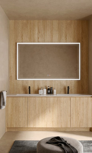 Miroir Salle de Bains lumineux LED -Noir Mat- Anti-Buée et Éclairage Frontal -Tactile On/Off SUIZA LEDIMEX