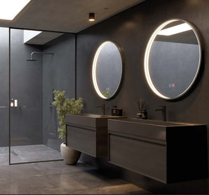 Miroir Salle de Bain LED Réglable - Noir Mat - Commandes Tactiles & Anti-Buée - NÉPAL LEDIMEX