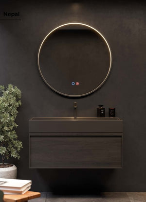 Miroir Salle de Bain LED Réglable - Noir Mat - Commandes Tactiles & Anti-Buée - NÉPAL LEDIMEX