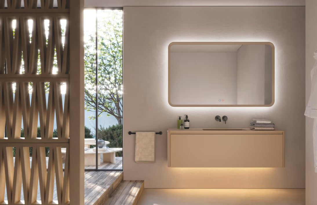 LEDIMEX - Miroir de salle de bain avec lumière LED et anti-buée- Miroir avec lumière rétroéclairée et capteur ON/OFF-Série Duomo