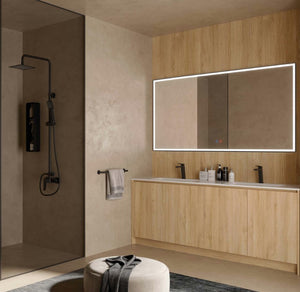 Miroir Salle de Bains lumineux LED -Noir Mat- Anti-Buée et Éclairage Frontal -Tactile On/Off SUIZA LEDIMEX