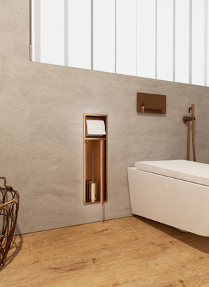 Niche de WC 17 x 60 cm - Rangement Mural Encastrable en finition Or Brossé - EGEAN
