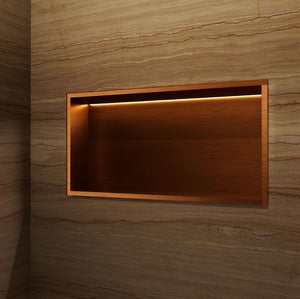 Niche de Douche Mural Éclairage Led 63 x 33 cm - Rangement Salle de Bain en finition Cuivré - OCEANIC