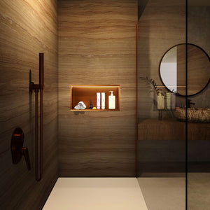 Niche de Douche Mural Éclairage Led 63 x 33 cm - Rangement Salle de Bain en finition Cuivré - OCEANIC