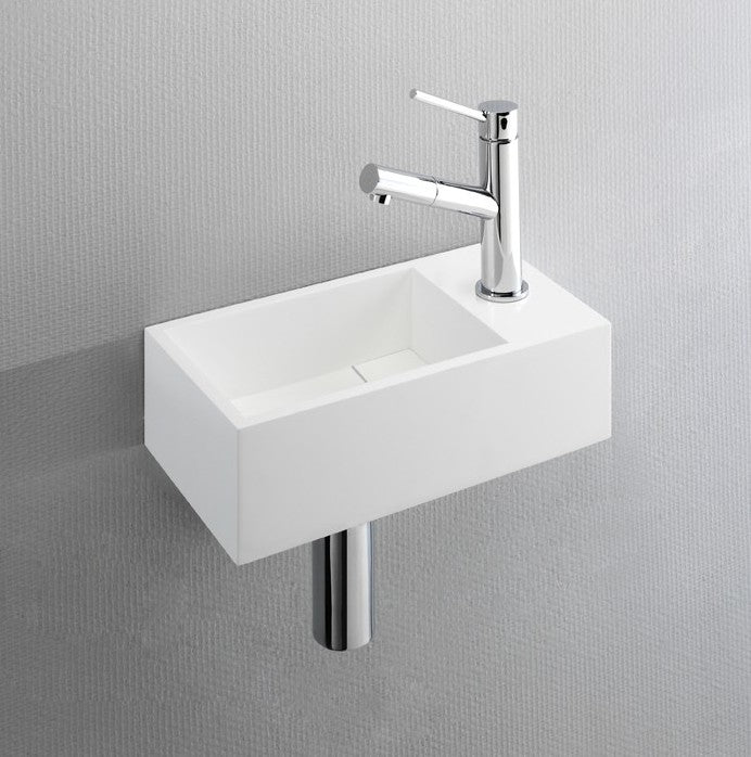 Lave-mains 35x18 cm-Solid Surface blanche- RECTO 35