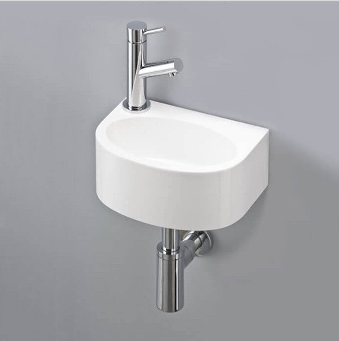 Lave-mains 27x19 cm avec cuve ovale en résine blanche- SEMI 28