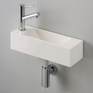 Lave-mains 42x14 cm en résine blanche RECTO 42