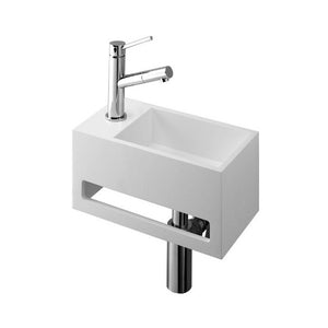 Lave-mains 33x18 cm avec porte-serviette -Solid Surface blanche-ELEVATOR 33