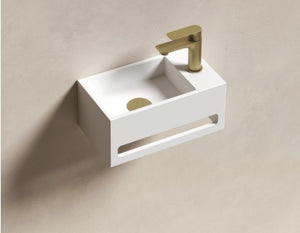 Vasque lave-mains Solid Surface - porte serviette intégré- Isis O'Design