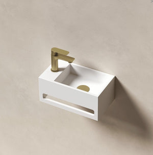 Vasque lave-mains Solid Surface - porte serviette intégré- Isis O'Design