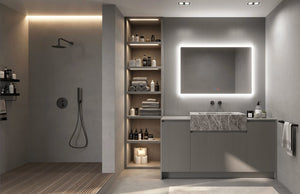 Miroir Salle de Bains Lumineux PRAGA Anti-Buée et Éclairage Frontal et Rétro-Éclairé Tactile On/Off  LEDIMEX