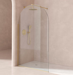 Paroi de douche fixe arrondie finition or brossé 120 cm - HILTON O'Design