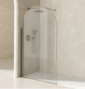 Paroi de douche fixe arrondie finition or brossé 120 cm - HILTON O'Design