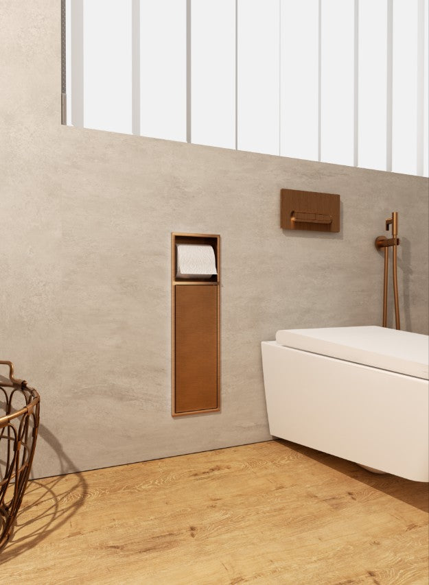 Niche de WC 17 x 60 cm - Rangement Mural Encastrable en finition Or Brossé - EGEAN