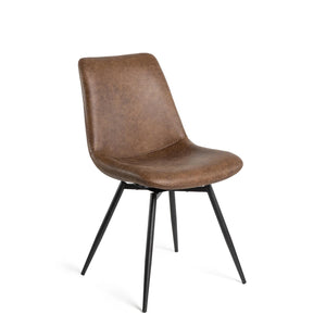 Lots de 2 chaises salle a manger César avec assise tissu camel et piètement métal anthracite