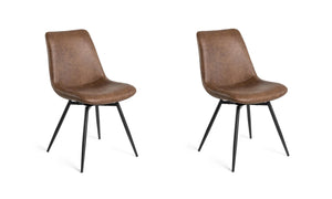 Lots de 2 chaises salle a manger César avec assise tissu camel et piètement métal anthracite