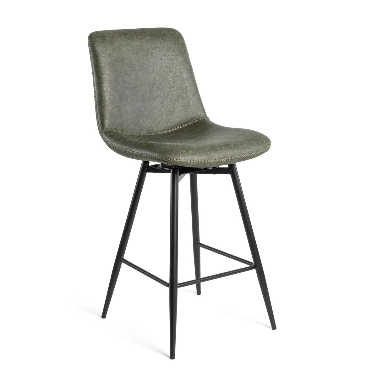 Lots de 2 chaises hauteur plan César avec assise tissu kaki et piètement métal anthracite