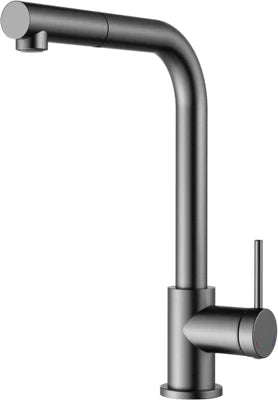 Lot évier cuve Aria 1 bac coloris Inox PVD Gun metal + mitigeur Gun metal + distributeur de savon et cache-bonde assortis