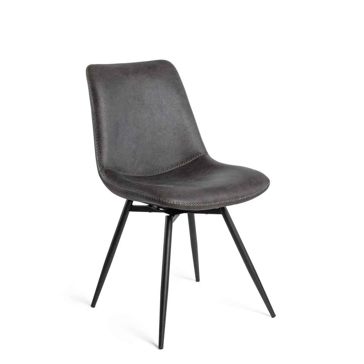 Lots de 2 chaises salle a manger César avec assise tissu anthracite et piètement métal anthracite