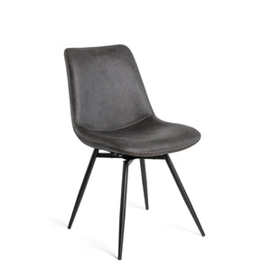 Lots de 2 chaises salle a manger César avec assise tissu anthracite et piètement métal anthracite